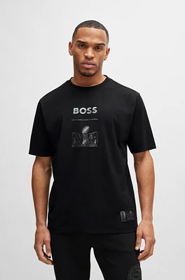 BOSS x NFL stretch-cotton T-shirt with printed artwork