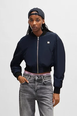 Cropped bomber jacket water-repellent material