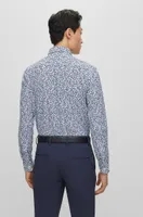 Slim-fit shirt with Kent collar printed material