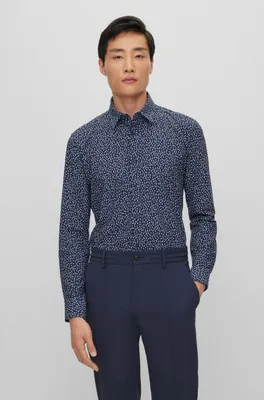 Slim-fit shirt printed performance-stretch fabric