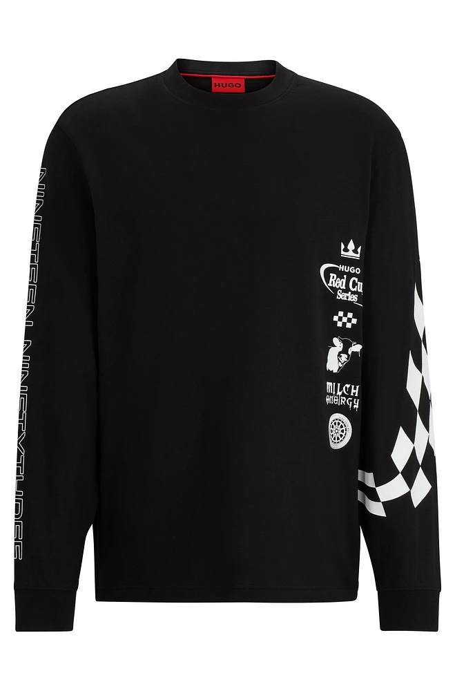 Cotton-jersey T-shirt with racing-inspired prints