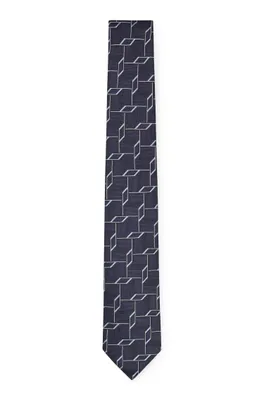 Silk-jacquard tie with modern pattern