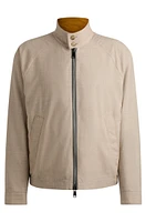 BOSS - Reversible Harrington jacket virgin wool and silk Light Beige