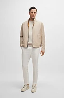 BOSS - Reversible Harrington jacket virgin wool and silk Light Beige