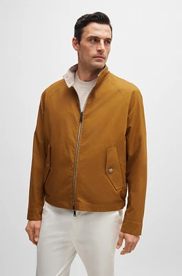 BOSS - Reversible Harrington jacket virgin wool and silk Light Beige