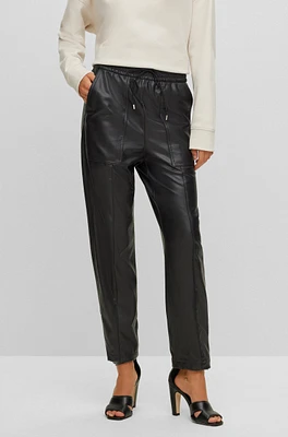 Relaxed-fit pants coated fabric with drawstring waist