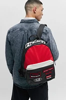 Color-blocked backpack with seasonal patches