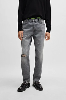 Tapered-fit regular-rise jeans gray denim