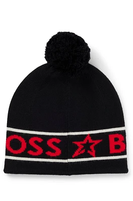 BOSS x Perfect Moment wool beanie hat with logo intarsia