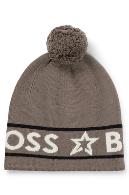 BOSS x Perfect Moment wool beanie hat with logo intarsia