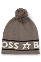 Gorro de punto de lana BOSS x Perfect Moment con logo en intarsia