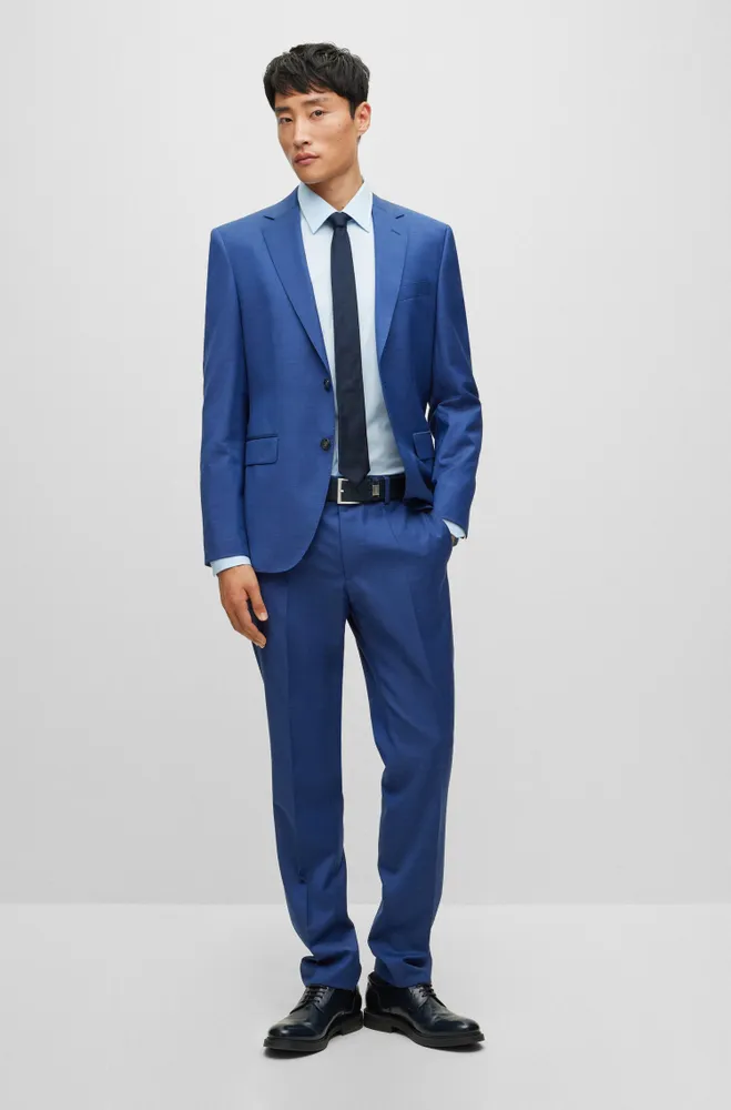 Regular-fit suit a micro-patterned wool blend