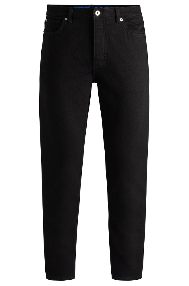 Tapered-fit jeans black stretch denim