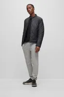 BOSS - Water-repellent biker jacket with quilted pattern Black