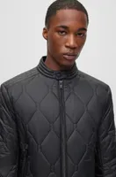 BOSS - Water-repellent biker jacket with quilted pattern Black