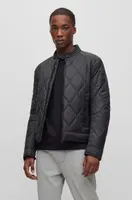 BOSS - Water-repellent biker jacket with quilted pattern Black