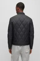 BOSS - Water-repellent biker jacket with quilted pattern Black