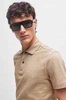 Regular-fit polo shirt cotton and linen