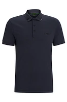 BOSS - Interlock-cotton slim-fit polo shirt with logo detail Dark Blue