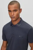 BOSS - Interlock-cotton slim-fit polo shirt with logo detail Dark Blue