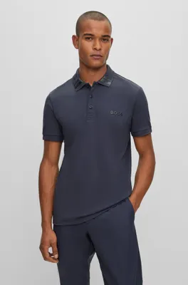 Interlock-cotton slim-fit polo shirt with logo detail