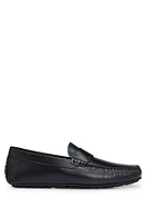 Nappa-leather driver moccasins with embossed logo