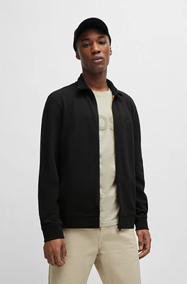 Cotton-terry zip-up jacket with logo badge