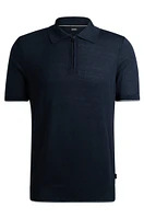 Zip-neck knit polo a linen blend