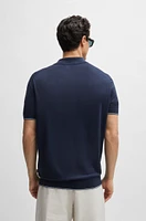 Zip-neck knit polo a linen blend