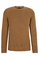 BOSS - Loop-structure sweater cotton-tape yarn Beige