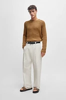 BOSS - Loop-structure sweater cotton-tape yarn Beige