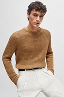 BOSS - Loop-structure sweater cotton-tape yarn Beige