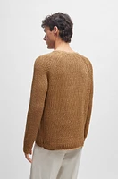 BOSS - Loop-structure sweater cotton-tape yarn Beige