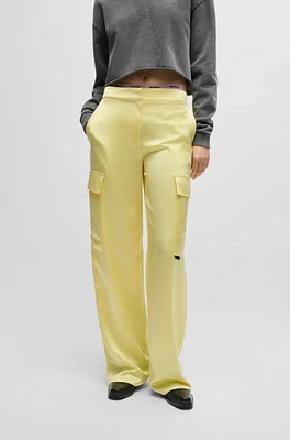 Relaxed-fit cargo trousers satin