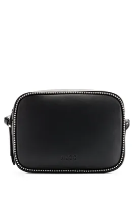 Faux-leather crossbody bag with logo details