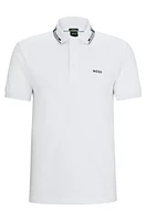 Interlock-cotton slim-fit polo shirt with collar graphics