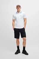 Interlock-cotton slim-fit polo shirt with collar graphics