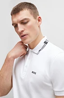 Interlock-cotton slim-fit polo shirt with collar graphics