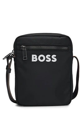 Crossbody bag with contrast logo and signature-stripe strap