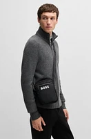 Crossbody bag with contrast logo and signature-stripe strap