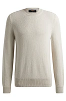 BOSS - Regular-fit sweater bouclé silk with ribbed cuffs White