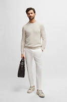 BOSS - Regular-fit sweater bouclé silk with ribbed cuffs White