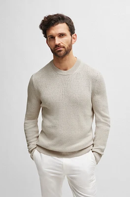 Regular-fit sweater bouclé silk with ribbed cuffs