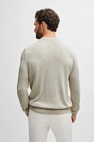 BOSS - Regular-fit sweater bouclé silk with ribbed cuffs White