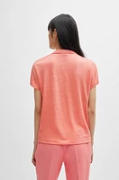 Linen-blend top with Johnny collar