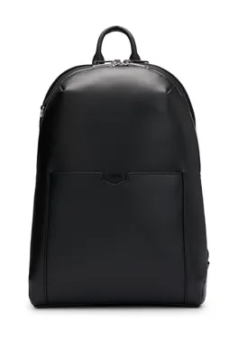 Leather backpack with detachable inner pouch