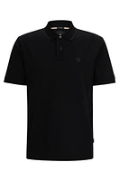 Mercerized-cotton polo shirt with embroidered double monogram