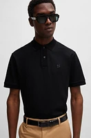 Mercerized-cotton polo shirt with embroidered double monogram