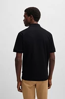 Mercerized-cotton polo shirt with embroidered double monogram