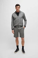 BOSS - Double-faced zip-up hoodie cotton Silver